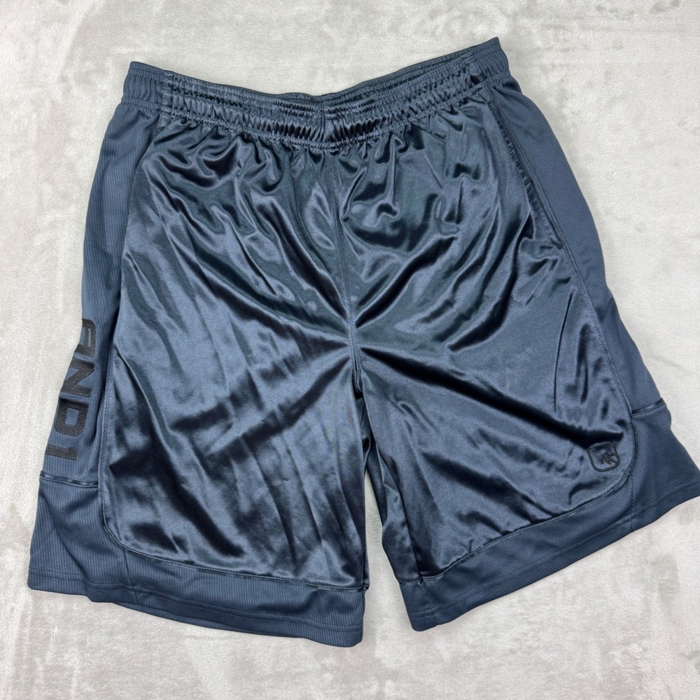AND1 Basketball Shorts Mens Large Dazzel Shiny Gray Baggy Mesh Gym Workout